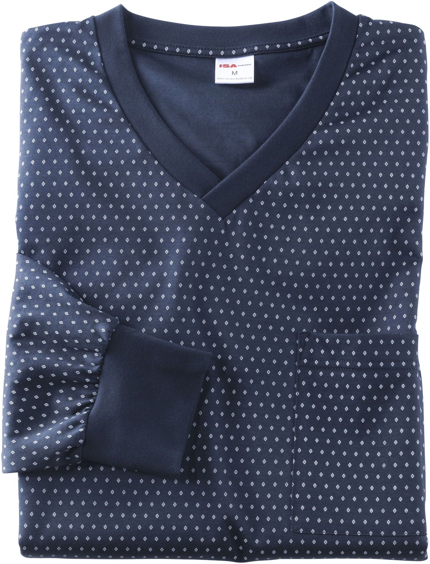 Pyjama ISA BODYWEAR "Pyjama lang/kurz", Herren, Gr. S, blau (dunkelblau), Obermaterial: 100% Baumwolle CO(Bio)., Homewear-Sets Pyjama dunkelblau S