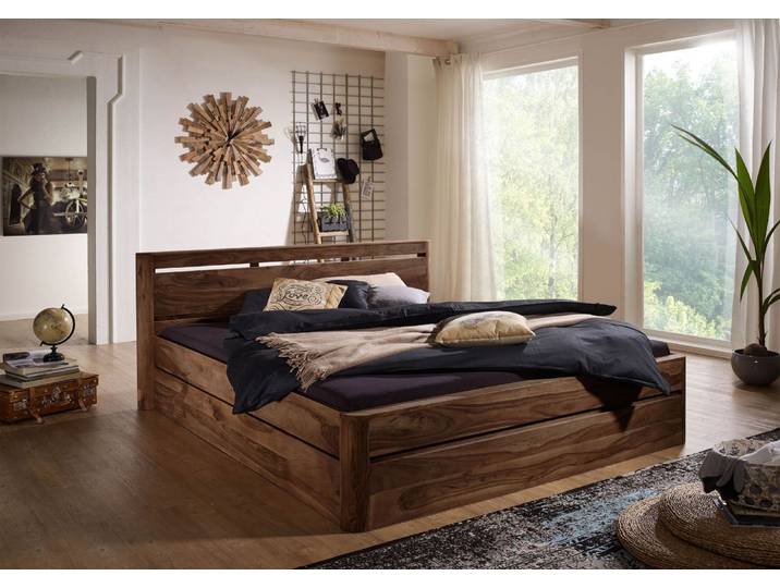 Bett Sheesham 160x200x90 rot-braun gebeizt TORONTO #160