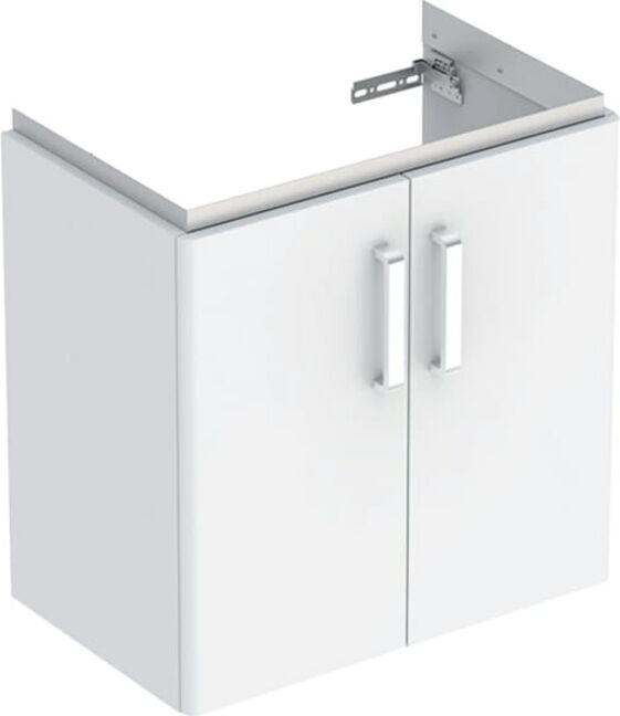 Geberit Meuble sous lavabo Renova Compact 59,7x60,5x39,7cm, 2 portes, blanc laqué brillant (501926011)
