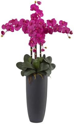 Nearly Natural Phalaenopsis Orchid Arrangement with Bullet Planter