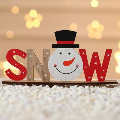 Inspired Deals Rustic Wooden Christmas Sign Table Decor Freestanding Holiday Letter Ornament snow Models