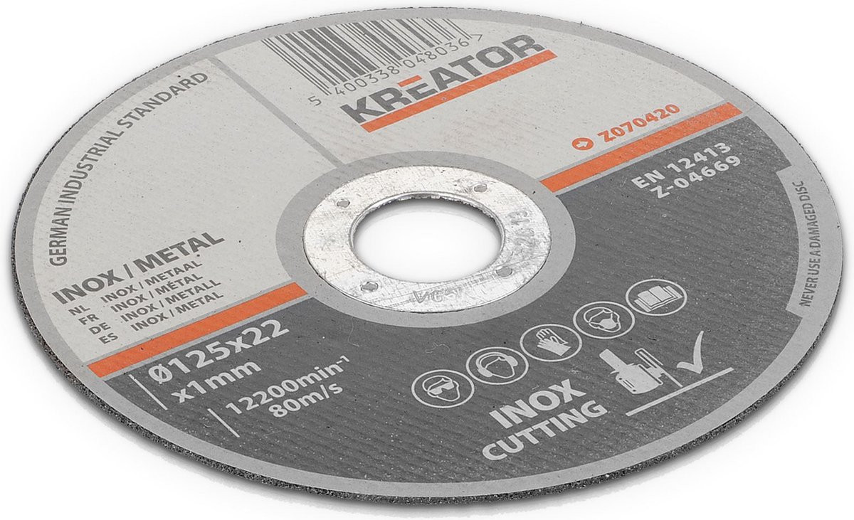 Kreator KRT070420 INOX Metaal snijschijf D125, 6 stuks, Rood