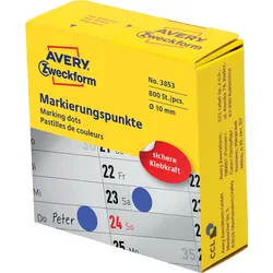 AVERY Zweckform Markierungspunkte, 10 mm, blau, Spender
