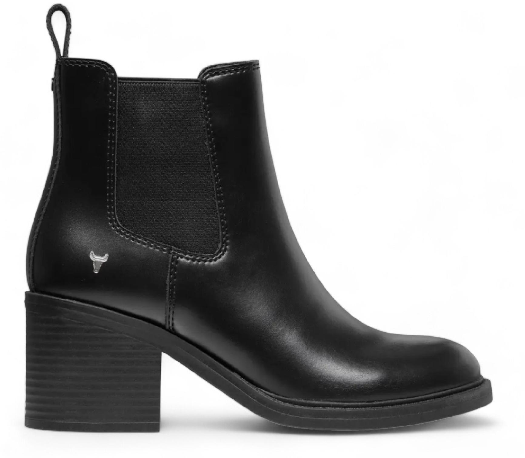 Windsor Smith Dames Zwarte Klassieke Leren Platform Enkel Chelsea Laarzen - Varsity