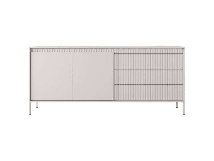 MOEBLO Kommode Rifaro C 187 2d3s (geriffelte-Fronten, Sideboard Wohnzimmer Kommode Schlafzimmer Komodenschrank Highboard, Push-to-open-Öffnung)
