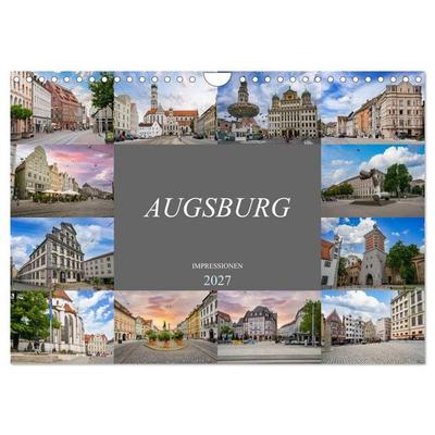Augsburg Impressionen (Wandkalender 2027 DIN A4 quer), CALVENDO Monatskalender