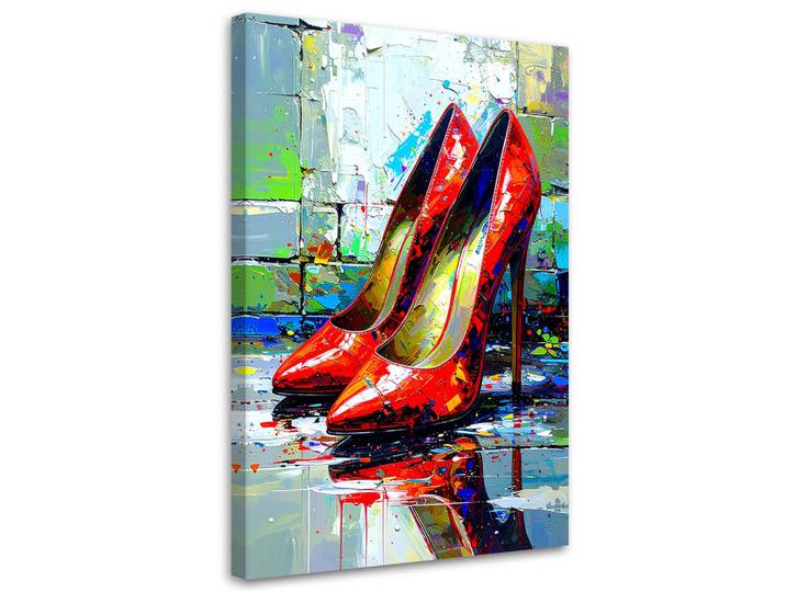 Feeby Leinwandbild Rote High Heels 60x90cm, Pop-Art, Rechteckig, 60x90 cm, Bilder & Rahmen, Bilder, Leinwandbilder