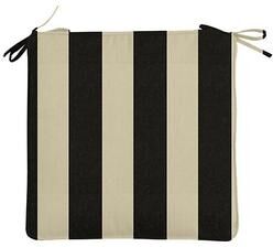 Replacement Chair Cushion - 17.5x17.5 - Box Edge, Canopy Stripe Black/Sand Sunbrella - Ballard Designs