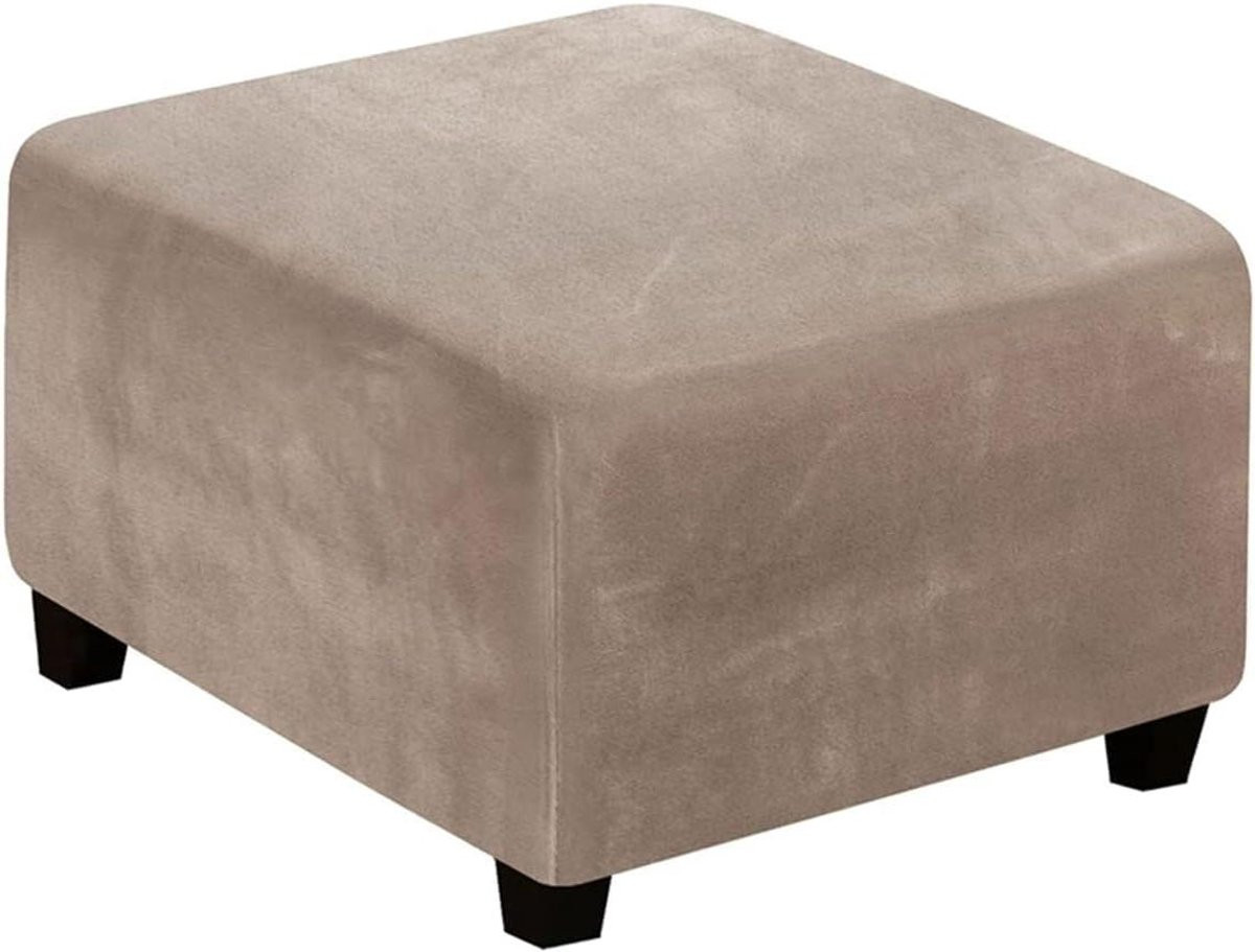 Bruine elastische poefhoes voor voetenbank en bankhoes - B/D/H: 68-82 x 42-46 cm