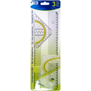 TSI Geometrie-Set 46293 3-teilig, 2 Lineale & Geodreieck