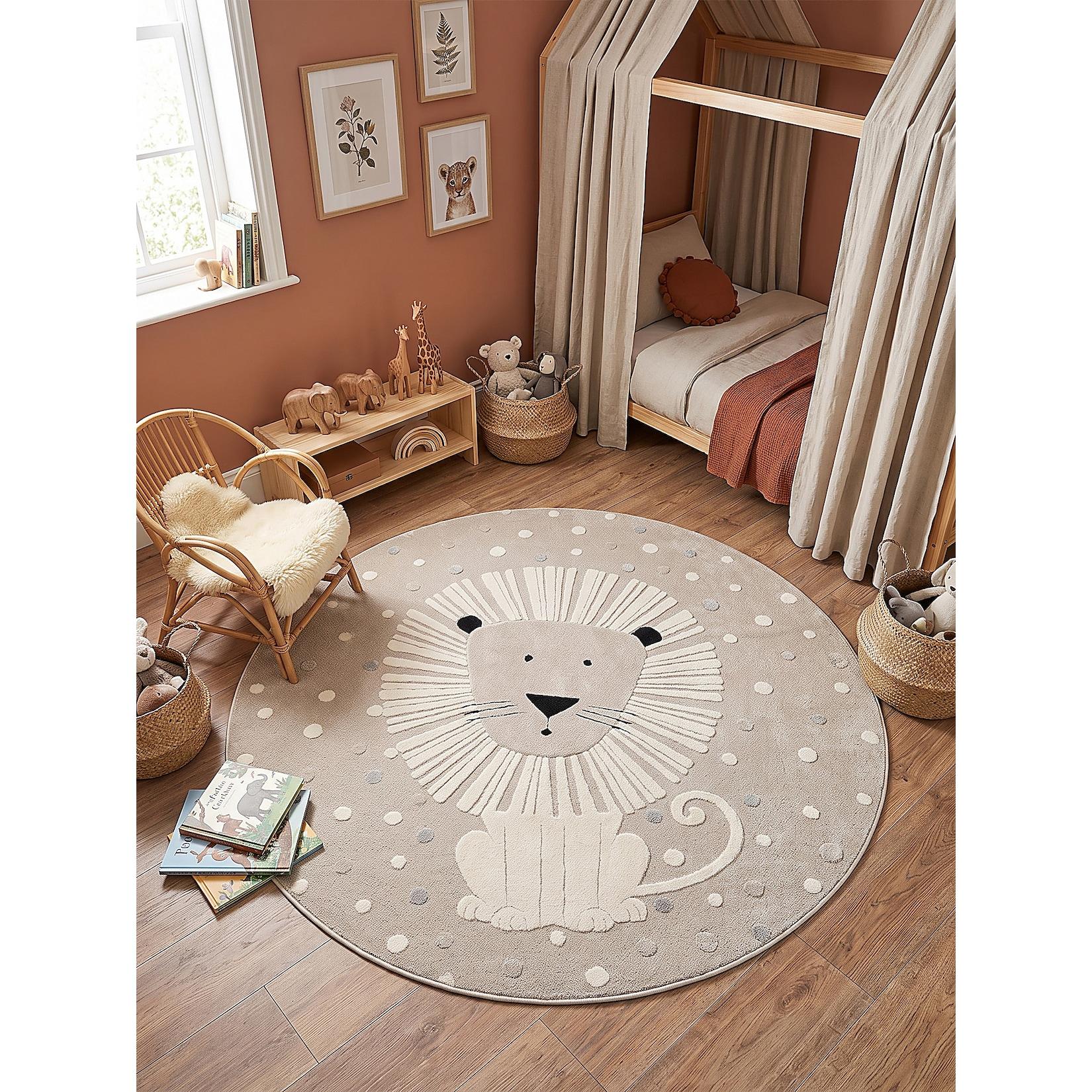 Kinderteppich Pflegeleicht Beige 120x120 cm - VELT Kadima Design