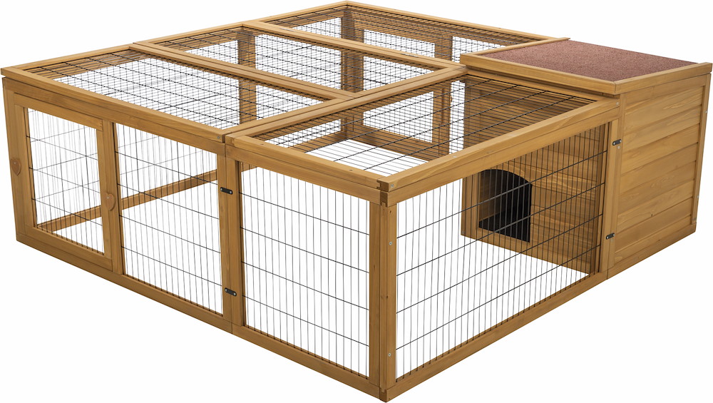 TRIXIEHEIMTIERBEDARF Freilaufgehege m.Abdeckung Holz, 150x53x150cm, dunkelbr. 16976320