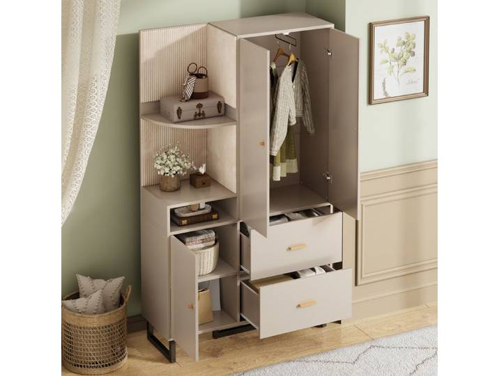 ensemble Vestiaire D'entrée - Vestiaire D'entrée avec Meuble À Chaussures Étagères et Banc Rembourré MDF Gris+Beige