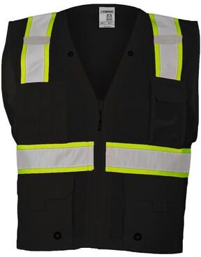 ML Kishigo B100-107 Mesh Enhanced Visibility Multi-Pocket Vest in Black/Lime - B100 size 2/3XL