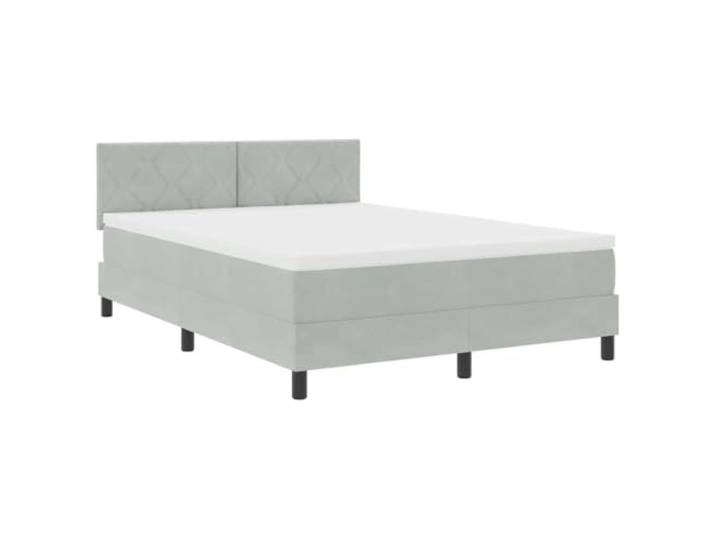 KTHLBRH Bett Quelle LED Hellgrau 160 x 200 cm Samt Atmungsaktiver Samt, Holztechnik, massive Kiefer, 2-fach höhenverstellbares Kopfteil, RGB-LED, Taschenfedern, Beine