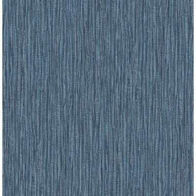A-Street Prints Raffia Thames Blue Faux Grasscloth Wallpaper