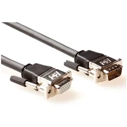 ACT 3 metre High Performance VGA extension cable male-female with metal hoods (3 m), Videokabel, Schwarz