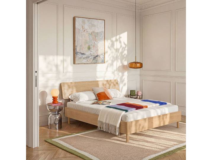 HABITAT - Lit 140 x 200 cm et tête de lit en chêne - Naturel - Design by Hélèna Pille - Orson