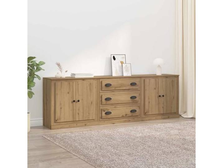 RJPLMFV Anrichte mit 3 Türen, Eiche, 210 cm, Holz Möbel für Esszimmer, moderne Aufbewahrung, matte Oberfläche, Innenregale