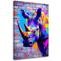 LEINWANDBILD Bunte Nashörner Tiere Abstrakt 40x60cm