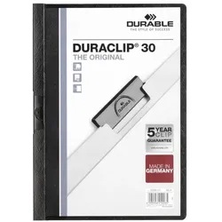 Durable Klemm-Mappe DURACLIP 30 A4 ws für 30 Blatt transp Deckblatt