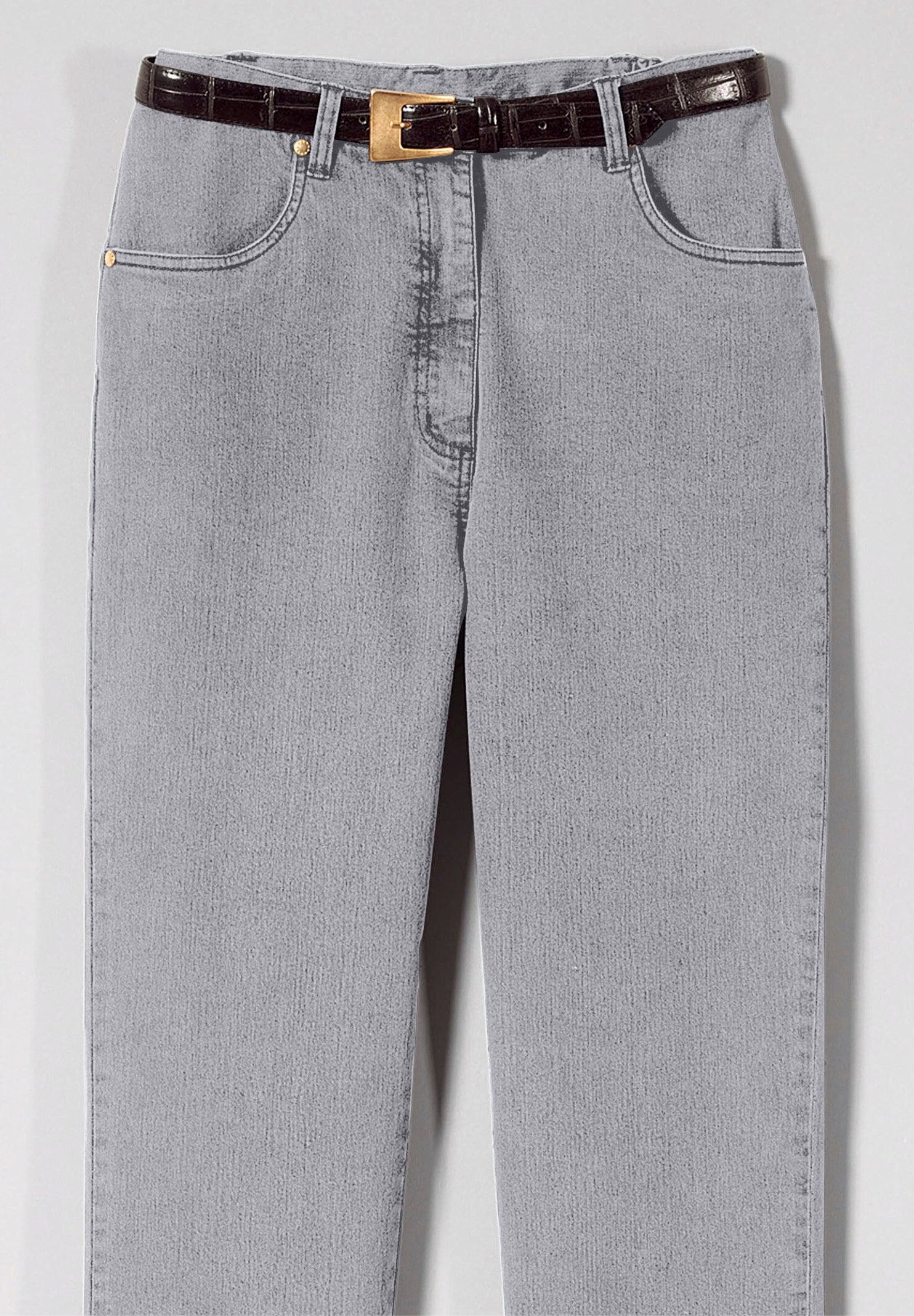 Bequeme Jeans WITT "Jeans Jeans mit abgerundeten Taschen", Damen, Gr. 44, N-Gr, grau, denim, Denim/Jeans, , Basic, gerade, Jeans Bequeme Jeans