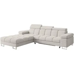 ECKSOFA mit Schlaffunktion Ottomane Links COMA L 271x203x79 Hellgrau Tissu