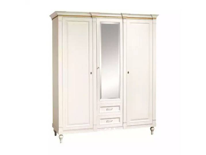 JVmoebel Kleiderschrank Weißer Holzschrank mit Schubladen für stilvolle Ordnung (1-St., Kleiderschrank) Made in Europa