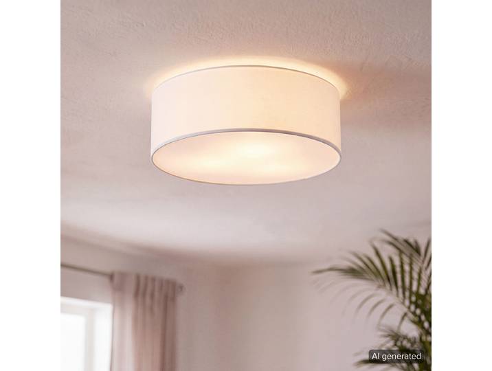 Plafonnier Summa 50 x 21 x 50cm Blanc/Blanc Coton E27