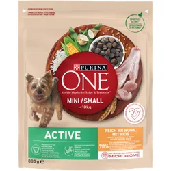 PURINA ONE Mini Active Huhn, Reis - Hundetrockenfutter - 800g