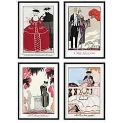 POSTER Set mit 4 Jahrgang von French Artist George Barbier A4 Rahmenlos