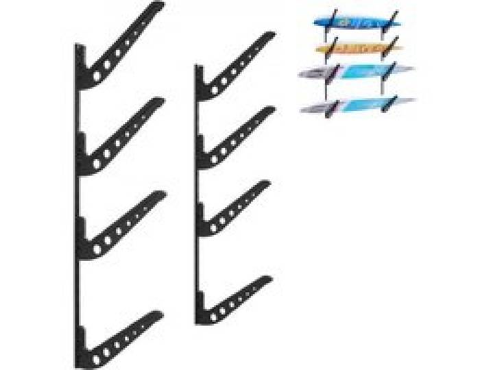VEVOR Surfbrett-Wandhalterung (4 Ebenen) horizontales Surfbrett-Rack Aufhänger zur Aufbewahrung & Präsentation, höhenverstellbarer Organizer für Kiteboards Shortboards Skier Snowboards Schwarz