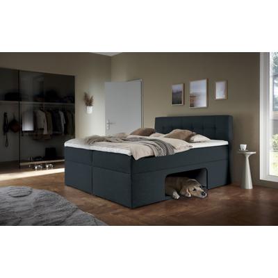 Boxbett HOME AFFAIRE "Carolin", grau (dunkelgrau), B:142cm L:210cm, Komplettbetten, mit Nische inkl. gepolsterter Unterlage für Haustiere