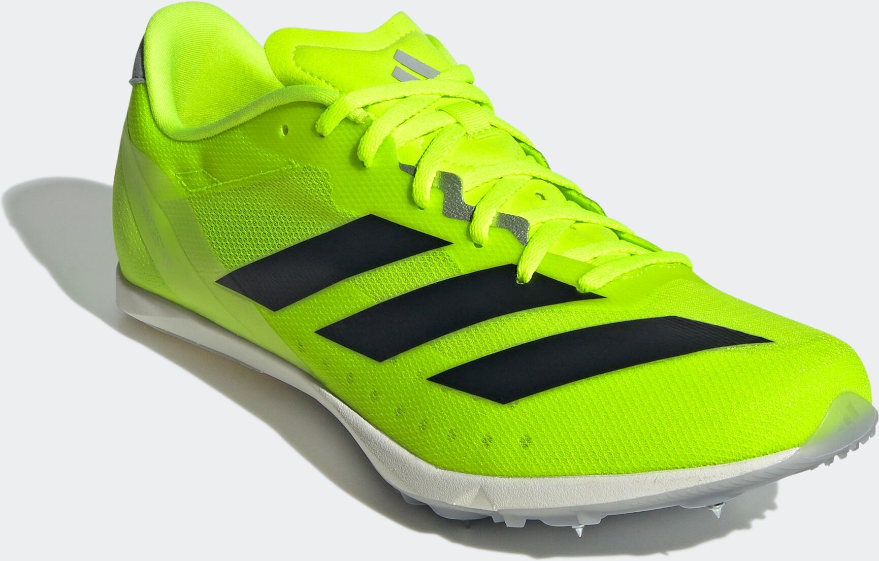 Laufschuh ADIDAS PERFORMANCE "ADIZERO DISTANCESTAR", Gr. 43, grün (lucid lemon, core schwarz, halo silber), Synthetik, Textil, Schuhe Laufschuh, Leichtathletik-Schuh lucid lemon, core schwarz, halo silber 43