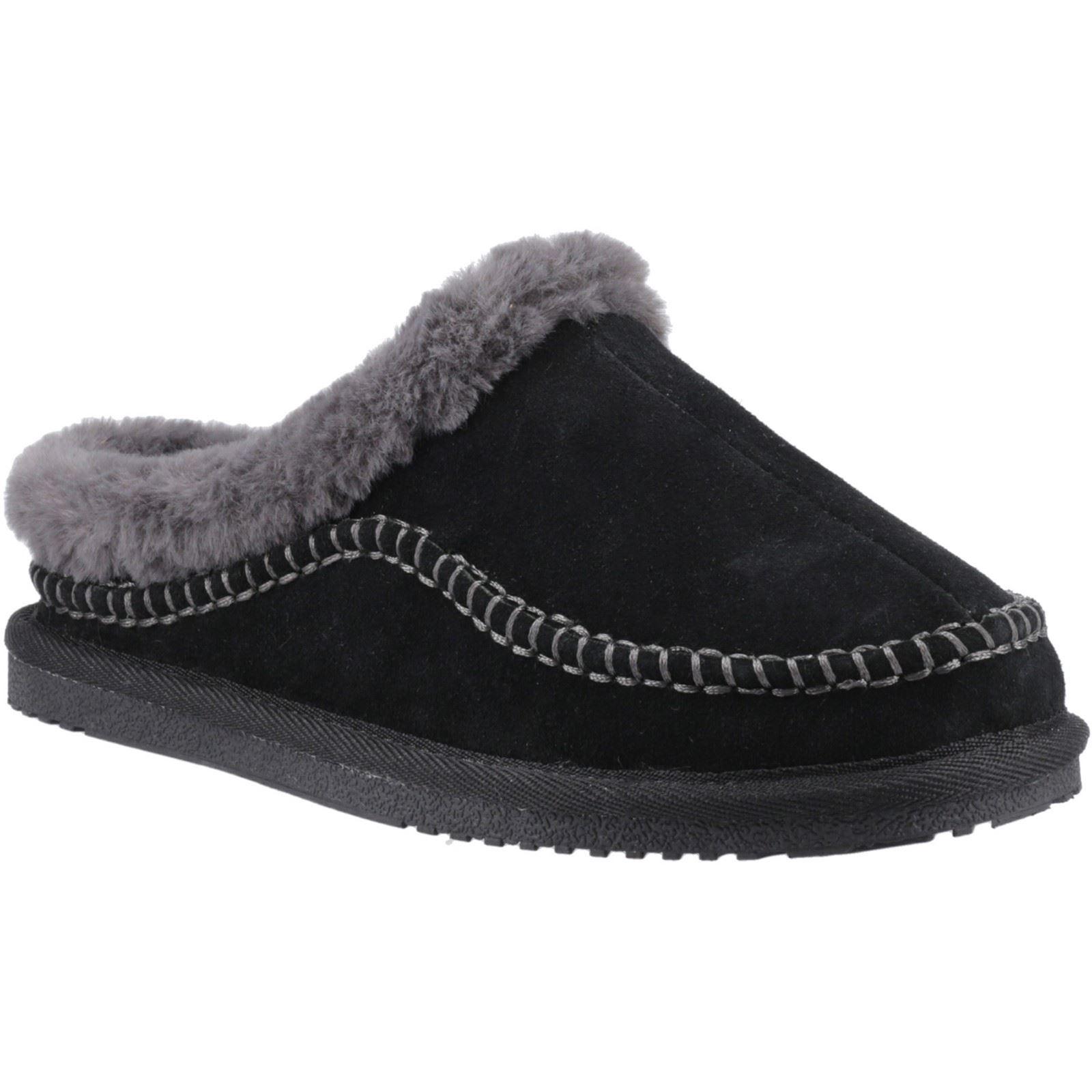 Hush Puppies Anika Wildleder Damen Schwarz Hausschuhe