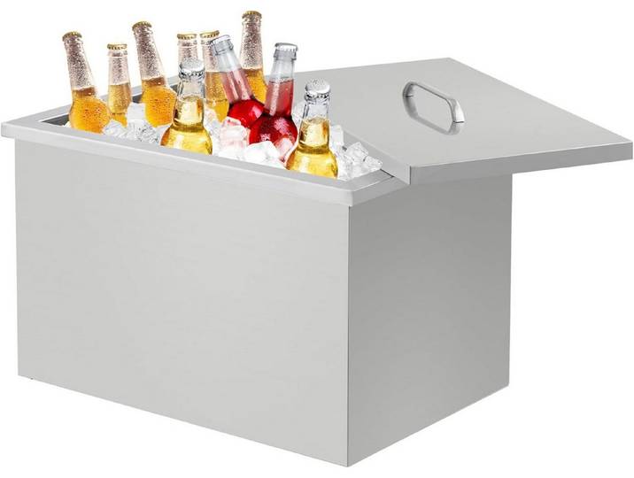 GarveeMore Eiswürfelbehälter Drop-In Eisbox Edelstahl,Isolierte Eisbox mit Ablauf, Für Outdoor-Küche, Bar und Gartenparty