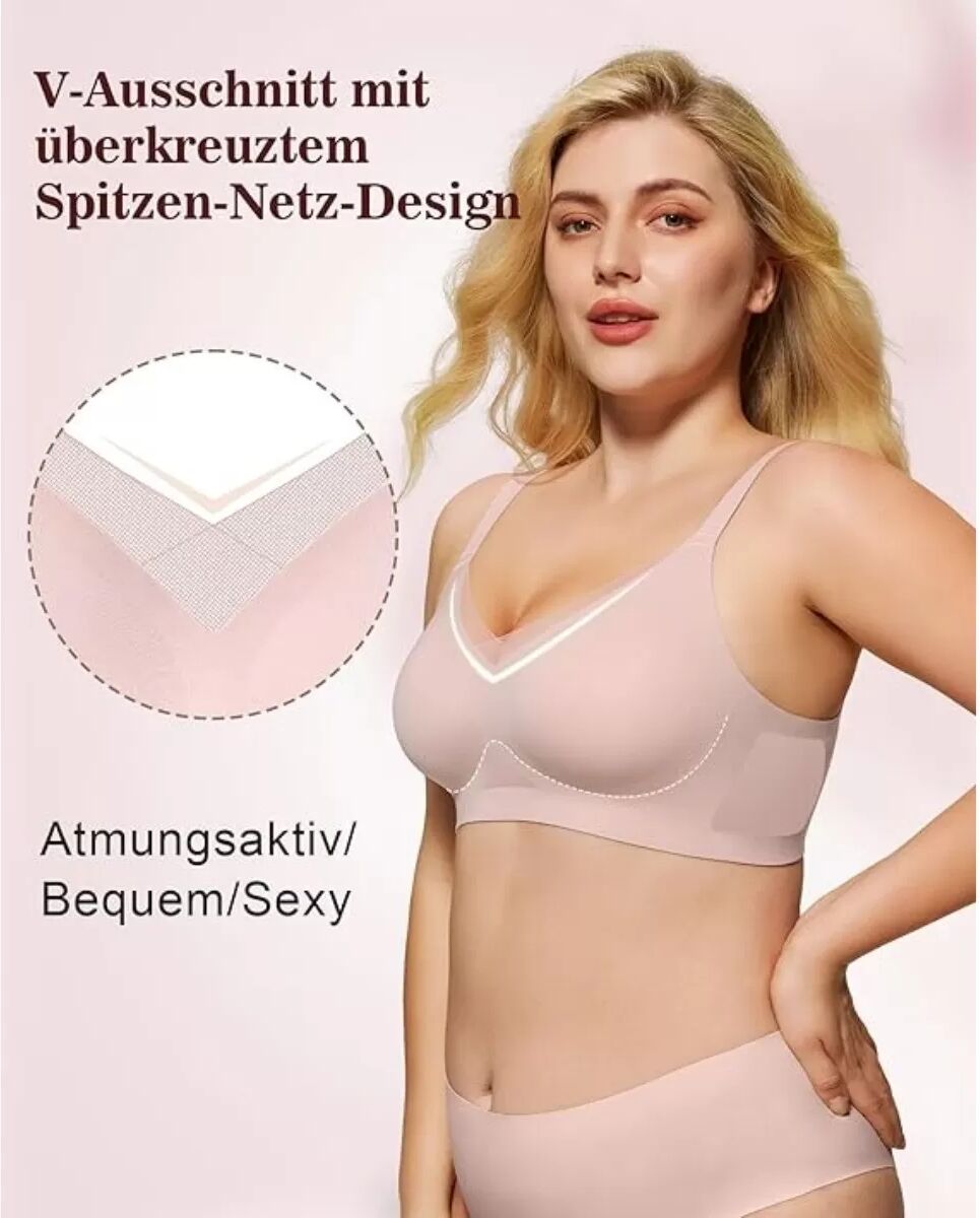 INF Kabelloser BH mit Wasserwasch-Etikett, Größe XL – Nahtloser Komfort & 3D-Halt Rosa