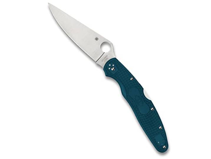 Spyderco Signature Series Police 4 Messer mit 11,1 cm K390 Edelstahlklinge und leichtem FRN Blue Griff - PlainEdge - C07FP4K390