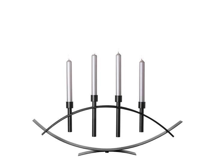 Kerzenleuchter FINK ARCO , grau (schwarz), B:78,5cm H:30cm T:6cm, Kerzenhalter, Kerzenleuchter