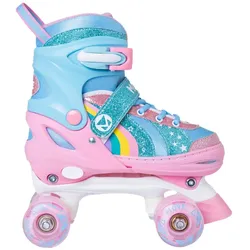 Move, Rollschuhe, Quad Regenbogen Verstellbare Rollschuhe (34, 35, 36, 37), Blau, Mehrfarbig, Weiss, Rosa