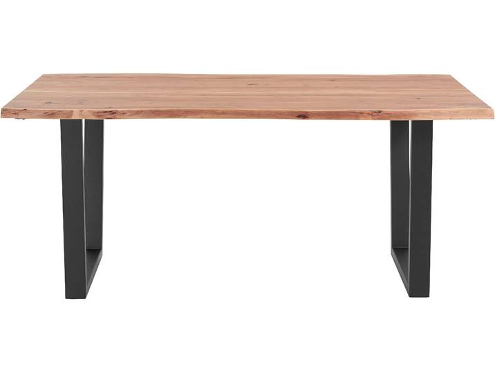Esstisch MCA LIVING Calabria , braun (akazie natur, anthrazit lackiert, akazie natur), B:180cm H:78cm T:100cm, 100% Akazie, Tische, Esstisch, Massivholz mit Baumkante