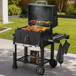 Strattore Holzkohlegrill / quadratischer BBQ XL Grillwagen aus Eisen