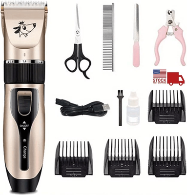 Daily Deals Depot Dog Cat Pet Grooming Kit, Rechargeable Cordless Electric Hair Clipper Trimmer Set With Dual Blades, LCD Dog Cat Pet Grooming Kit, Rechargeable Cordless Electric Hair Clipper Trimmer Set With Dual Blades, LCD