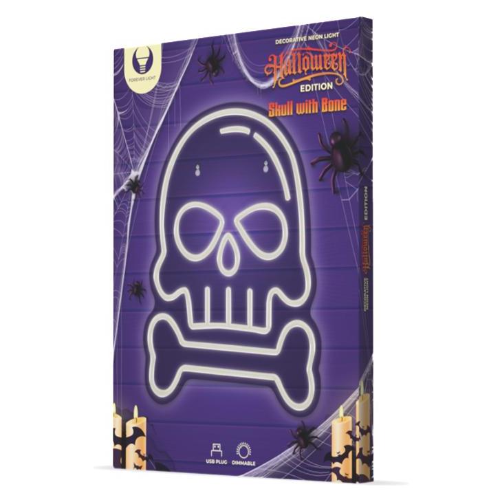 Forever Light Neon PLEXI LED SKULL WITH BONE weiss FPNE18 (RTV100297)