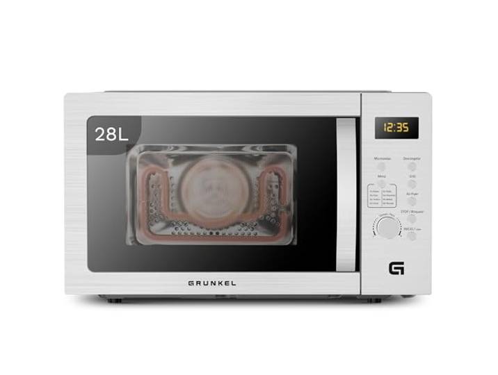 Grunkel MW-28AIRFRYER Mikrowelle mit Grill und Airfryer, 28 l und 3 Funktionen, Mikrowelle 900 W, Grill 1200 W, Airfryer und Ofen 2200 W mit 5 Leistungsstufen, 8 Programmen und Auftaufun.