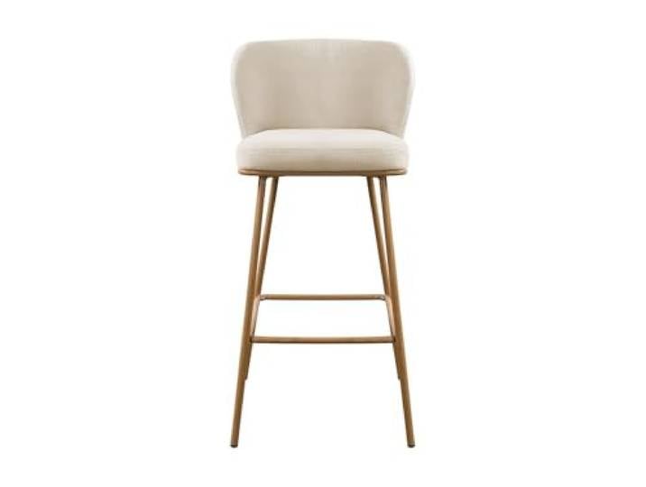 Vente-unique - Barhocker 2er-Set Senorase - Stoff Beige Robustes Metallgestell Strukturierte Oberfläche