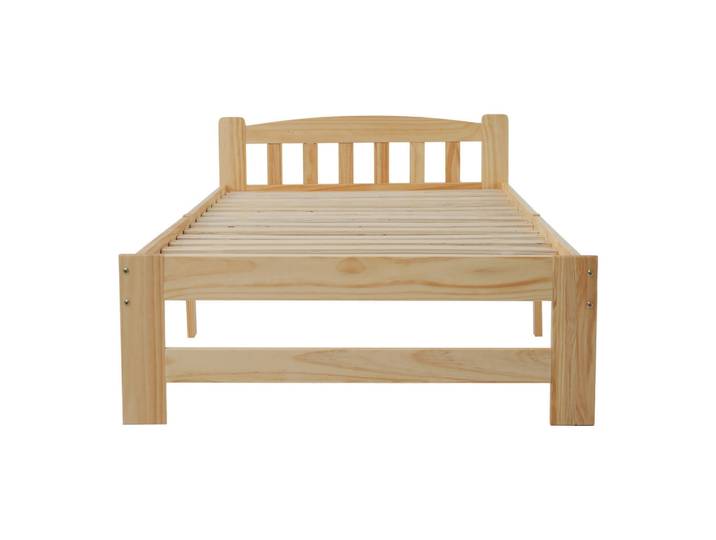 Komhtom Einzelbett 90x200 cm, Massivholz Natur, Bett mit Kopfteil und Lattenrost, Naturfarben, Holz, Mode, 90x200 cm, Schlafzimmer, Betten