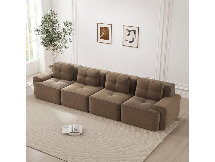 MODFU Schlafsofa Boneless Chenille-Cloud-Sofa, mit 32D-Schaum, tiefem Sitzkomfort, rutschfestem Design, pflegeleichtem Cordstoff und flexiblem Moduldesign für L-, U- und Mehrsitzer im Wohnzimmer 1 Teile
