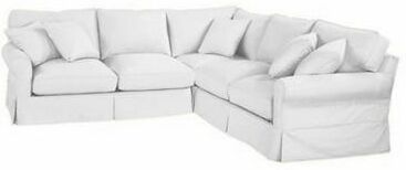 Baldwin 3-Piece Corner Loveseat Sectional Slipcover - Super White Twill - Ballard Designs