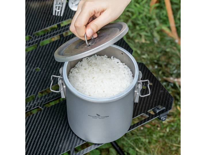 Casserole en titane de 1,4 L, cuiseur à riz, ustensiles de cuisine ultralégers pour le camping, tasse de randonnée pour les activités de plein air, les voyages, le bushcraft et le trekking.